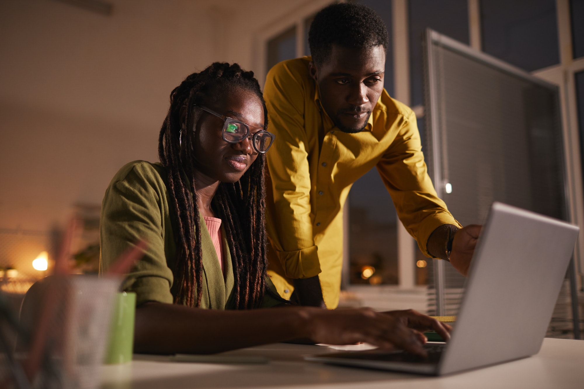 African-American People Working in Office